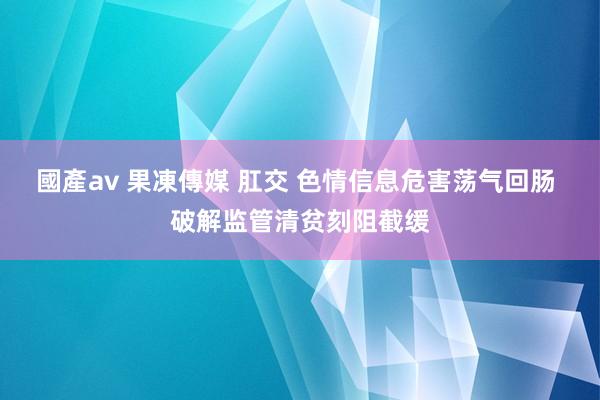 國產av 果凍傳媒 肛交 色情信息危害荡气回肠 破解监管清贫刻阻截缓