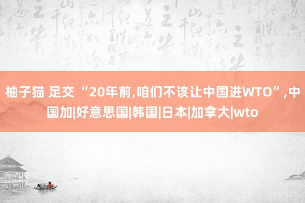 柚子猫 足交 “20年前，咱们不该让中国进WTO”，中国加|好意思国|韩国|日本|加拿大|wto