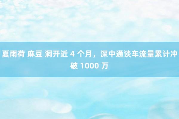 夏雨荷 麻豆 洞开近 4 个月，深中通谈车流量累计冲破 1000 万