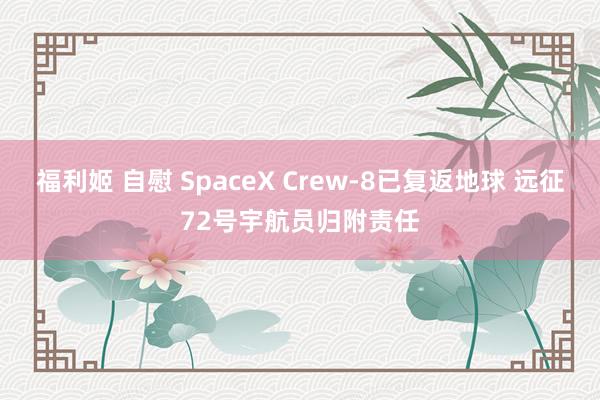 福利姬 自慰 SpaceX Crew-8已复返地球 远征72号宇航员归附责任