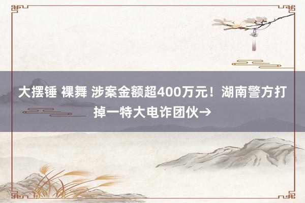 大摆锤 裸舞 涉案金额超400万元！湖南警方打掉一特大电诈团伙→