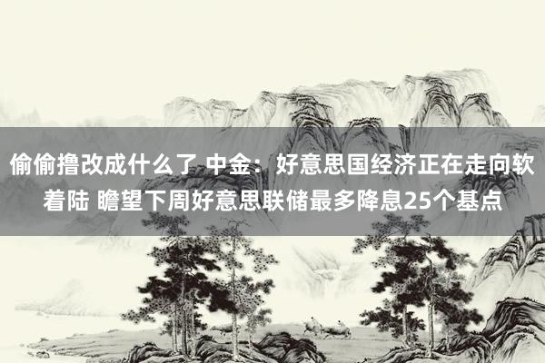 偷偷撸改成什么了 中金：好意思国经济正在走向软着陆 瞻望下周好意思联储最多降息25个基点