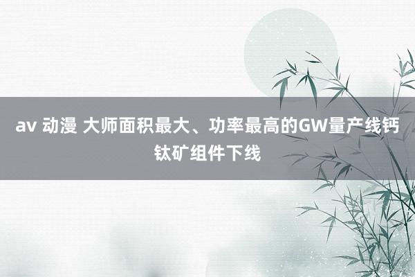 av 动漫 大师面积最大、功率最高的GW量产线钙钛矿组件下线